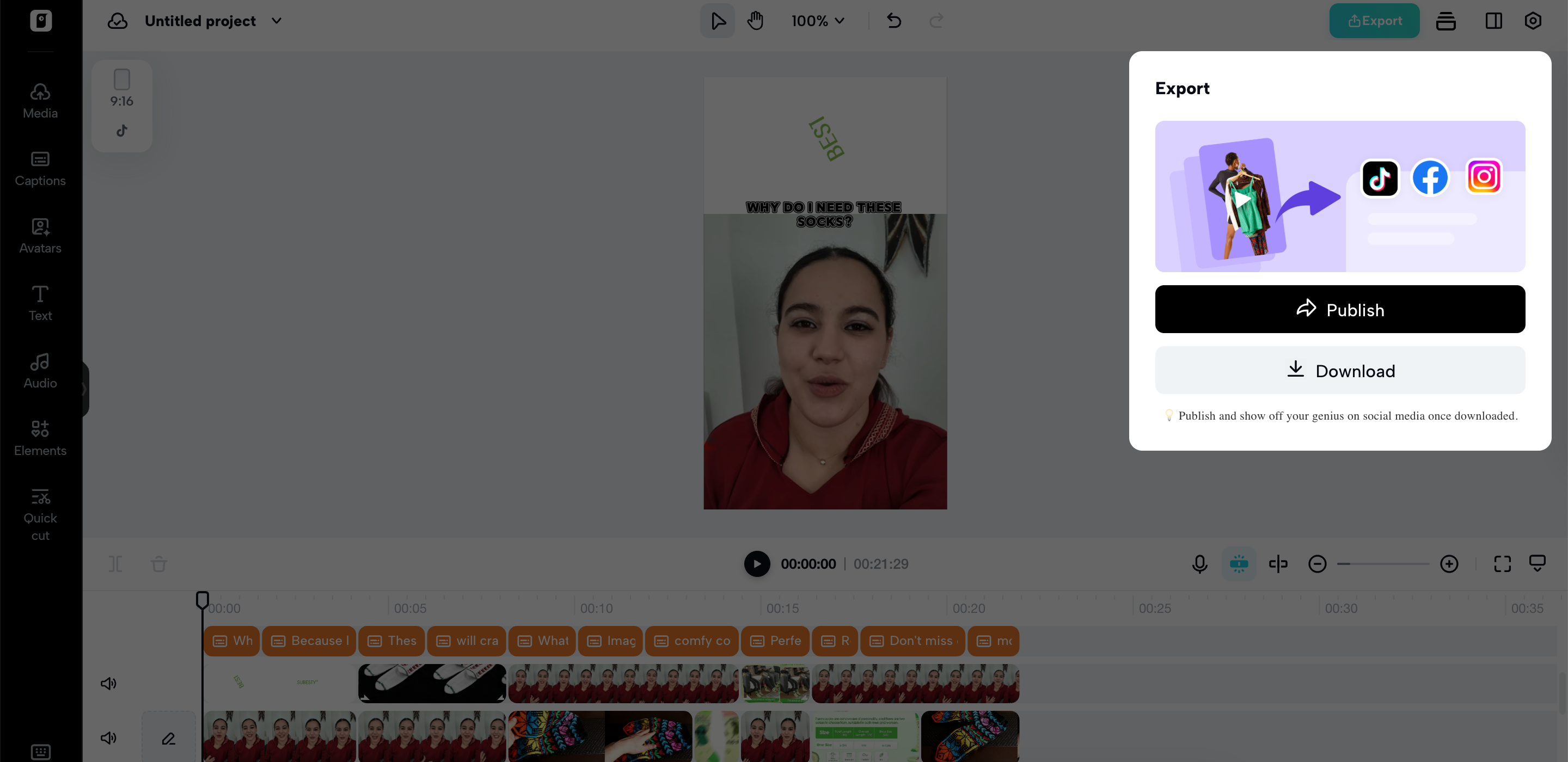 Export your shoppable video ad