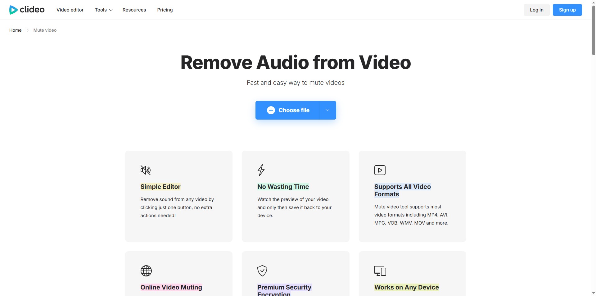 Clideo interface