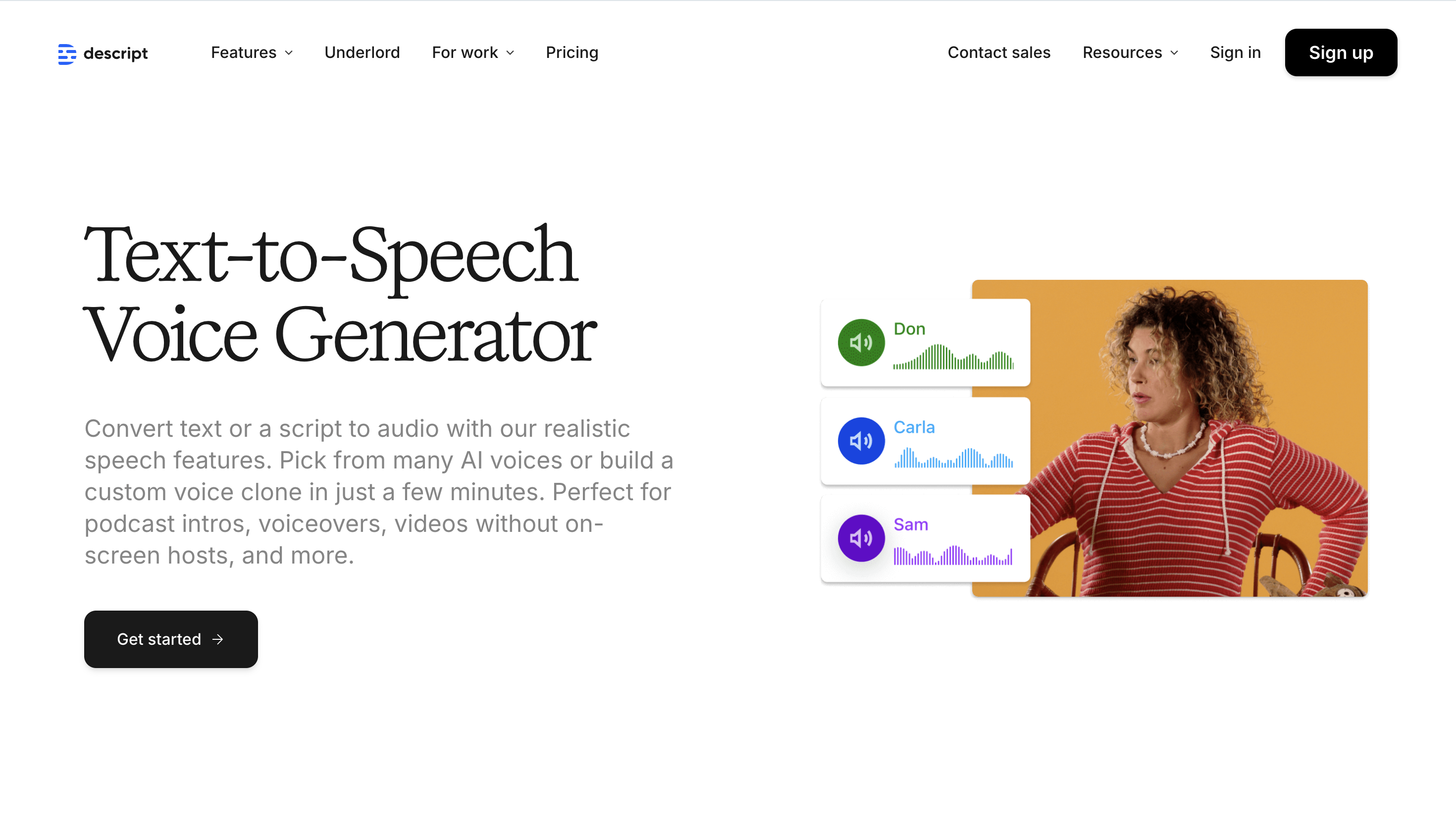 Descript homepage