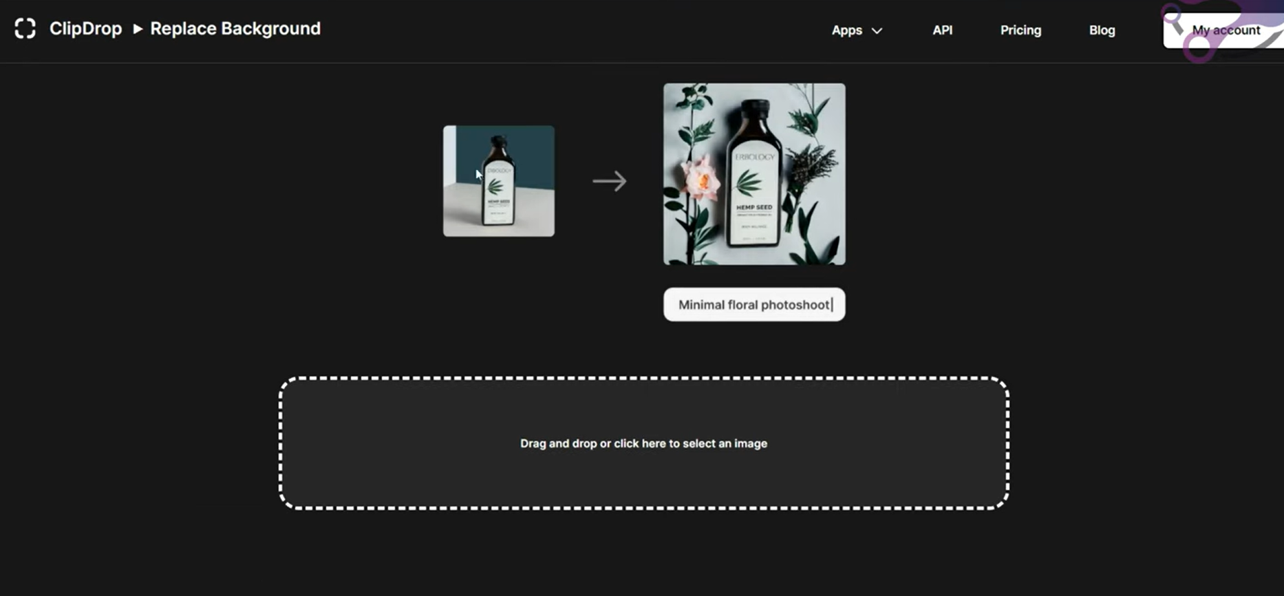 Uploading an image to Clipdrop