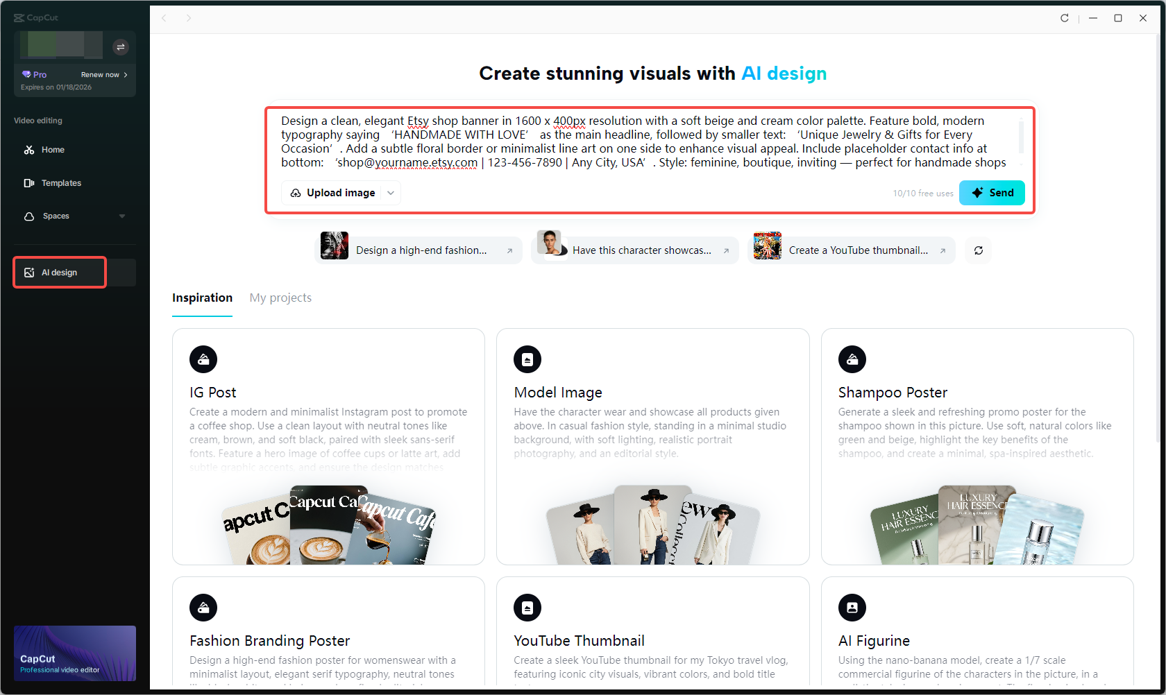 Access the AI design tool