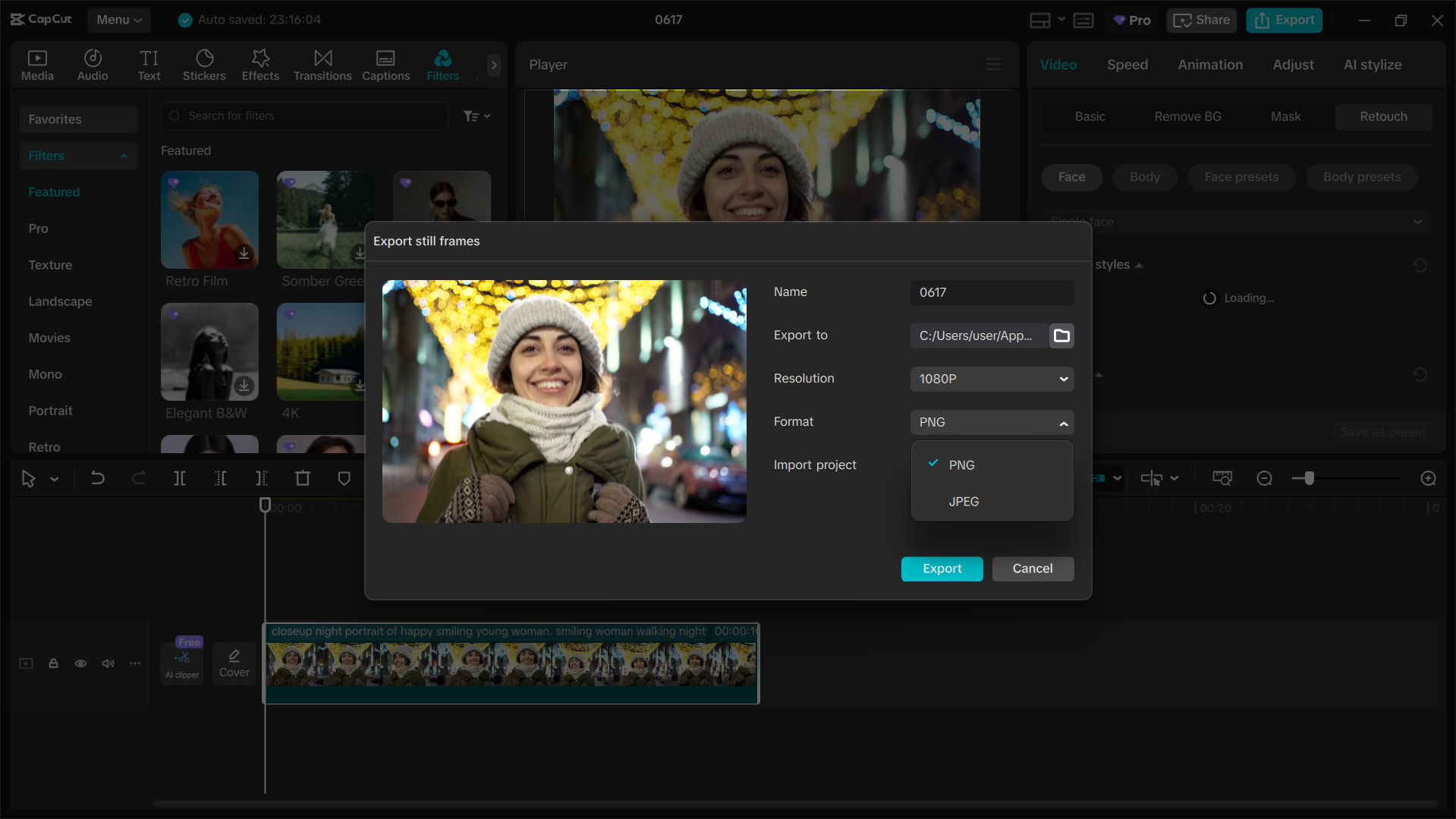 Interface d'édition de l' CapCut éditeur vidéo de bureau