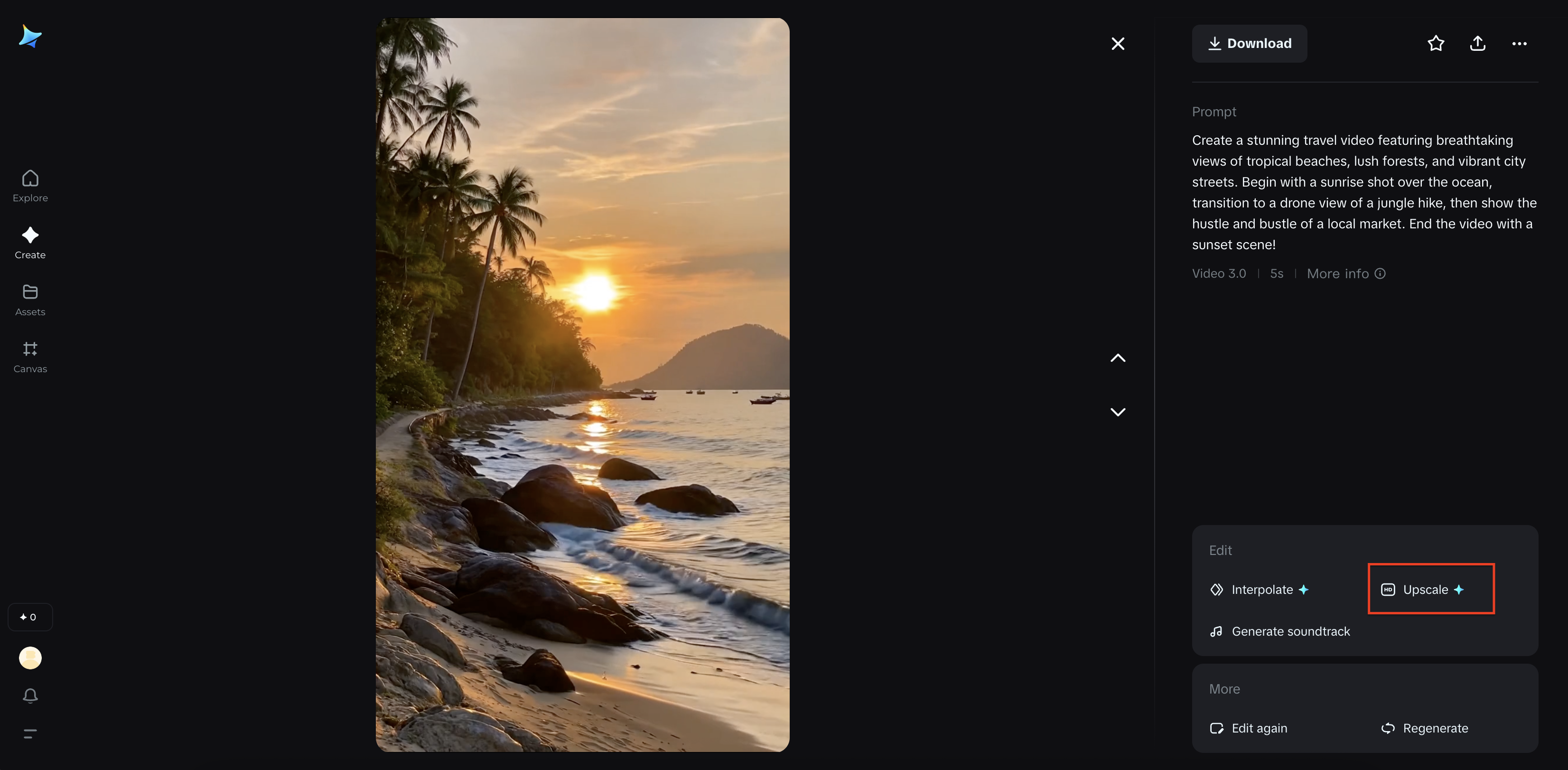Hd upscale video in Dreamina