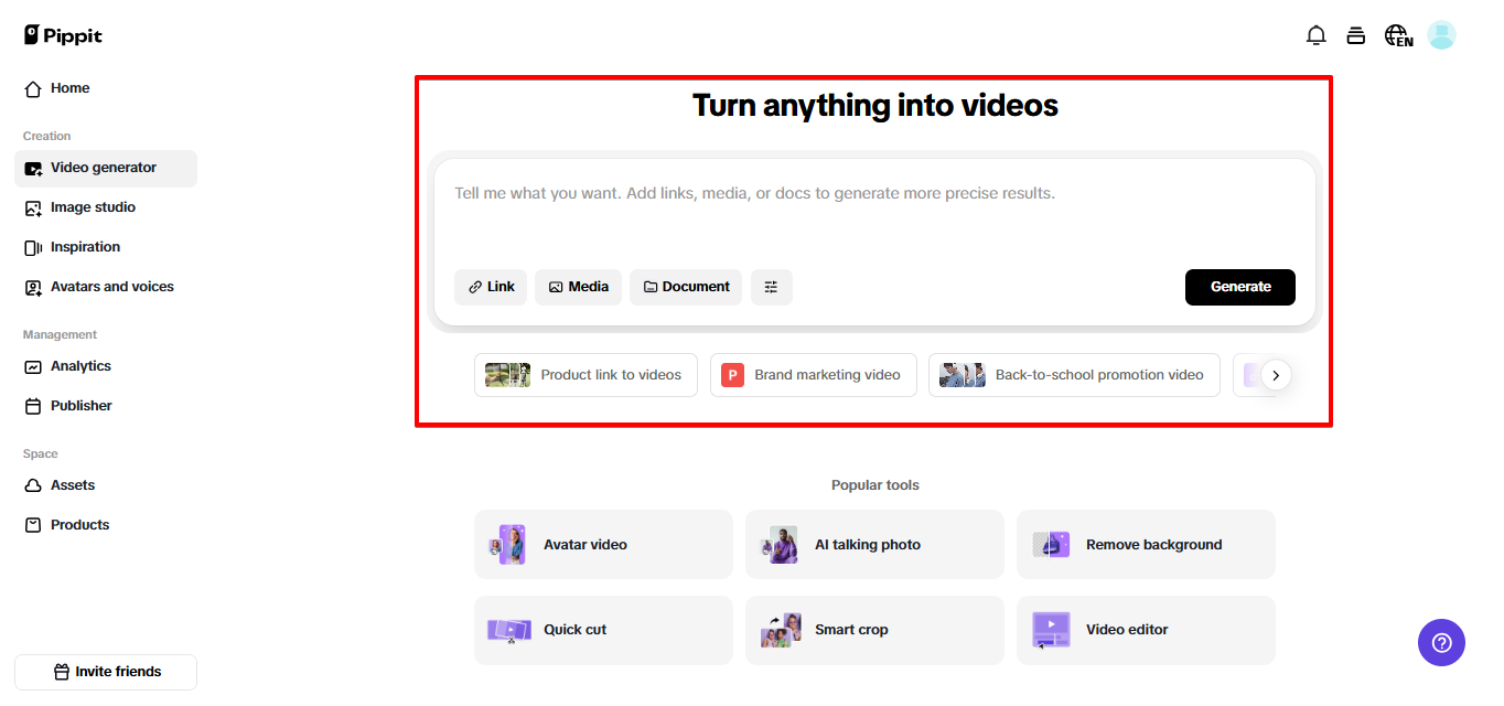 Pippit AI video generator