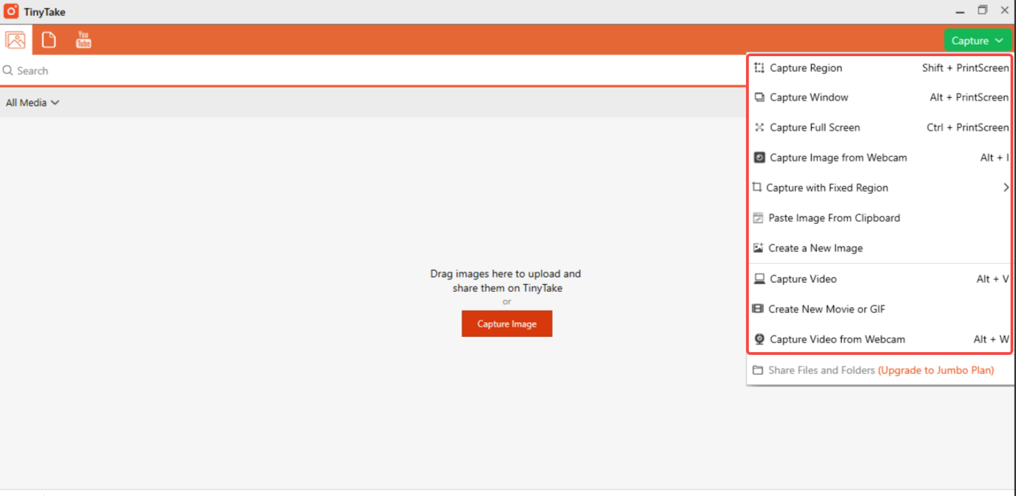 I-access ang menu ng Capture