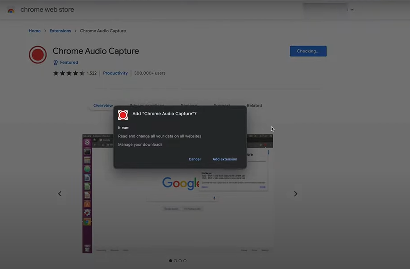 Adding Chrome Audio Capture extension