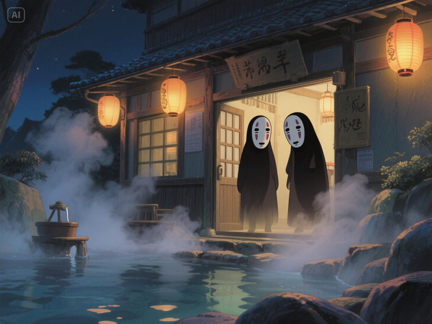 AI sanat jeneratörü ghibli ile mistik banyo evi