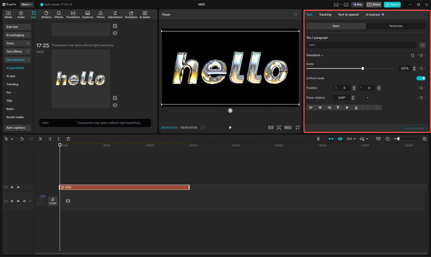 Editing and enhancing the text design in CapCut