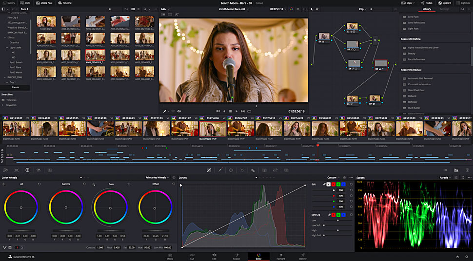 Interface de DaVinci Resolve - le meilleur éditeur pour améliorer les visuels