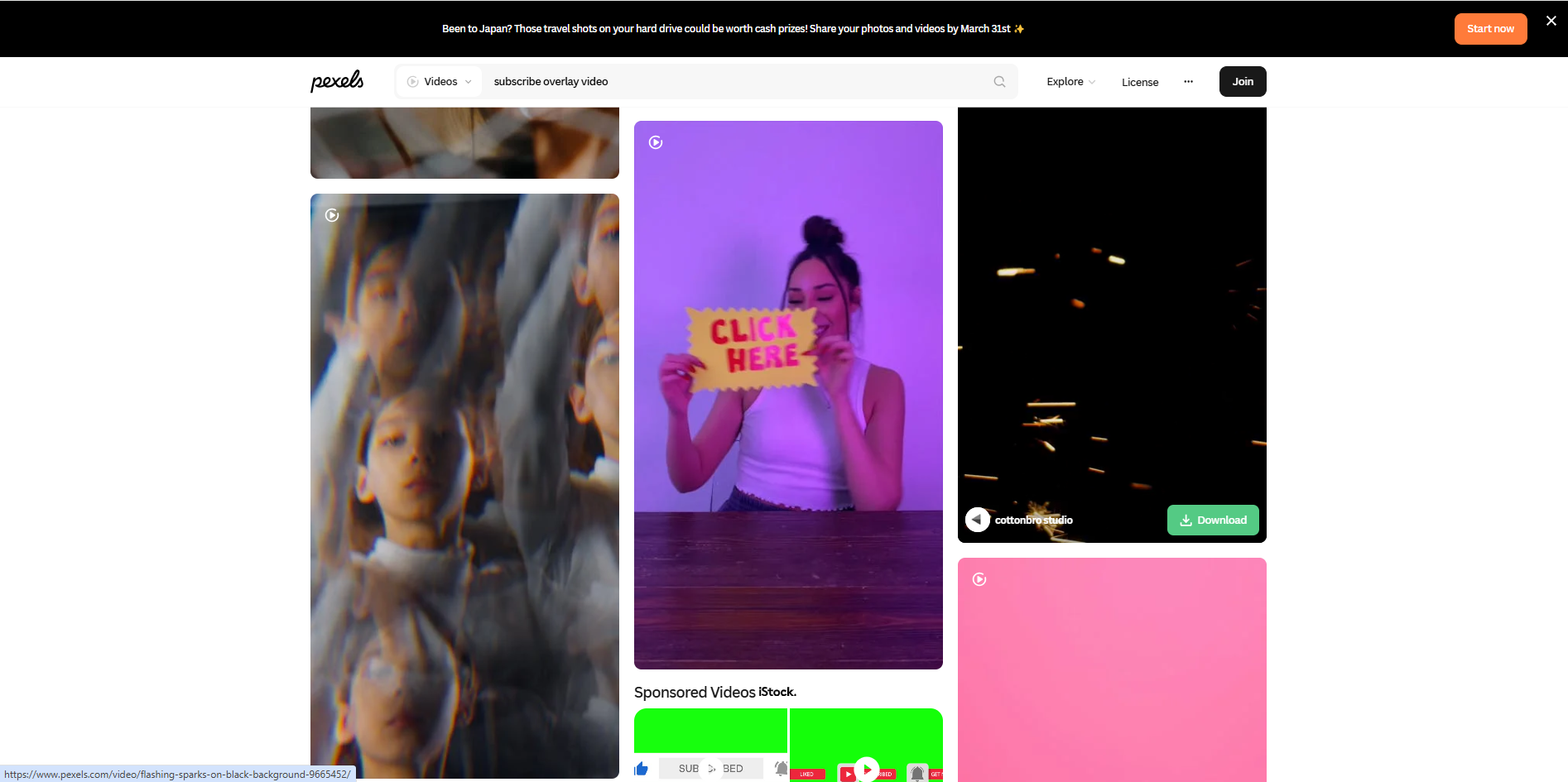 Interfaz de Pexels: una forma ideal de obtener plantillas de superposición cortas de YouTube