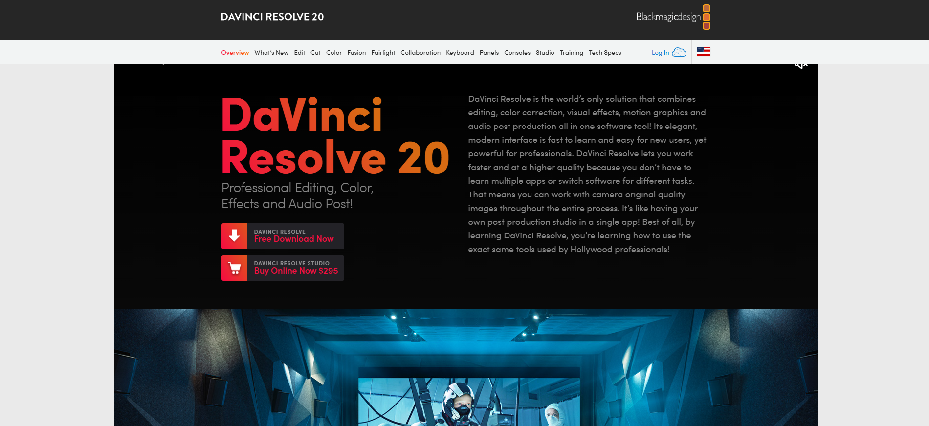 DaVinci Resolve's official website