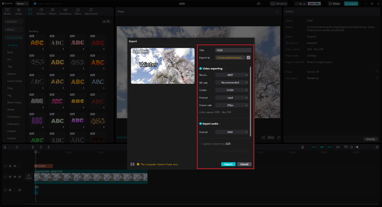 Edit and export the final file