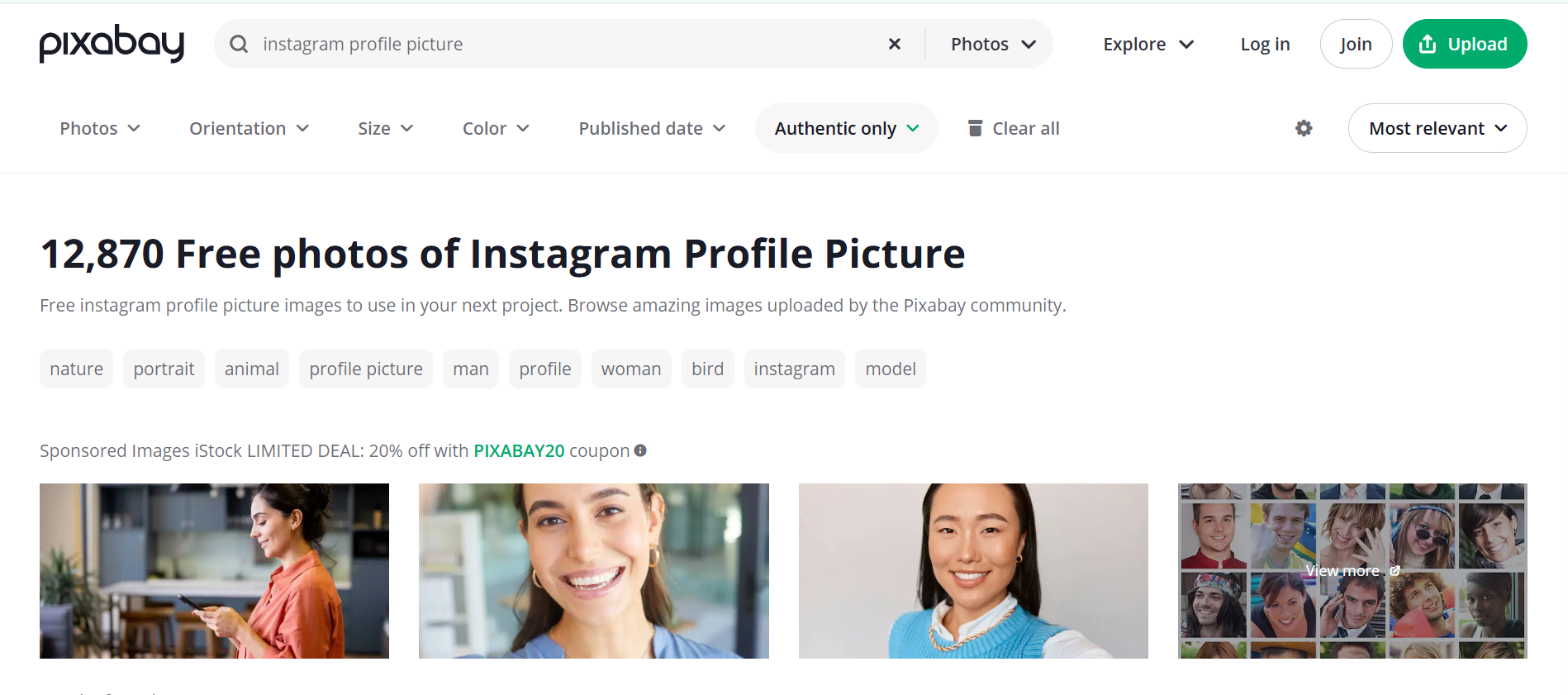 Pixabay - website for aesthetic Instagram profile picture ideas