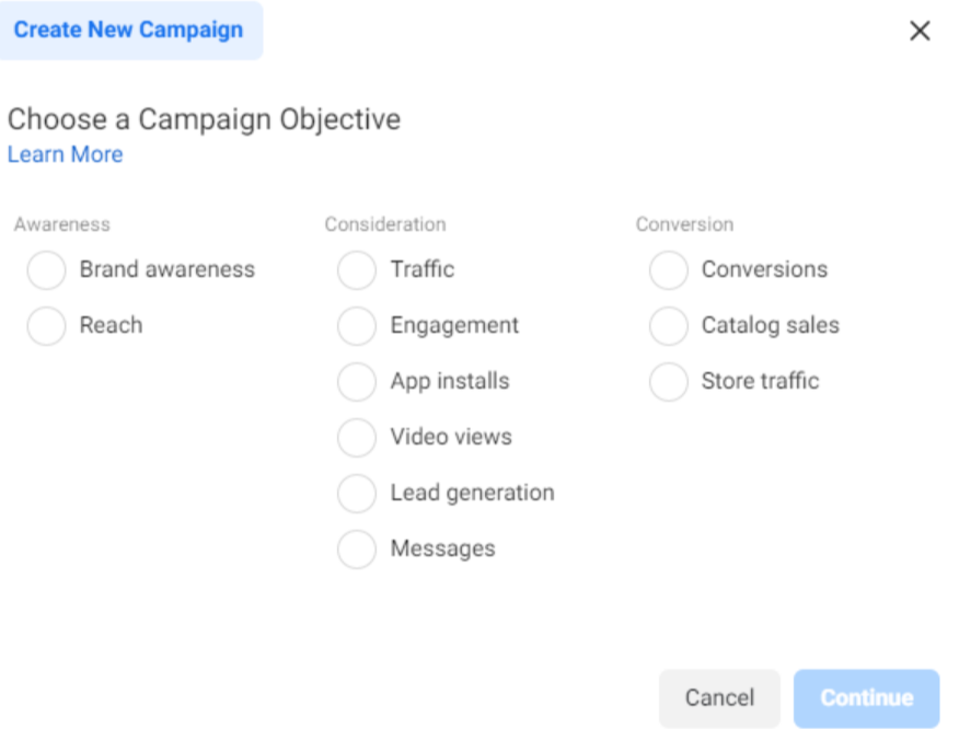 Avvio di una campagna pubblicitaria in Facebook Ad Manager
