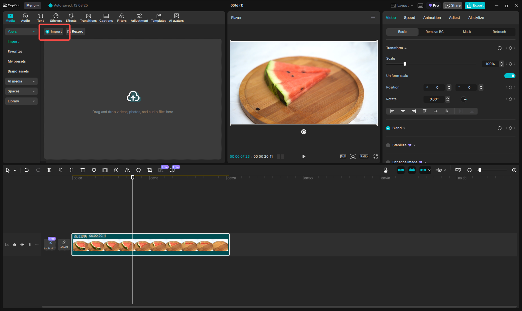 Launch CapCut and import files