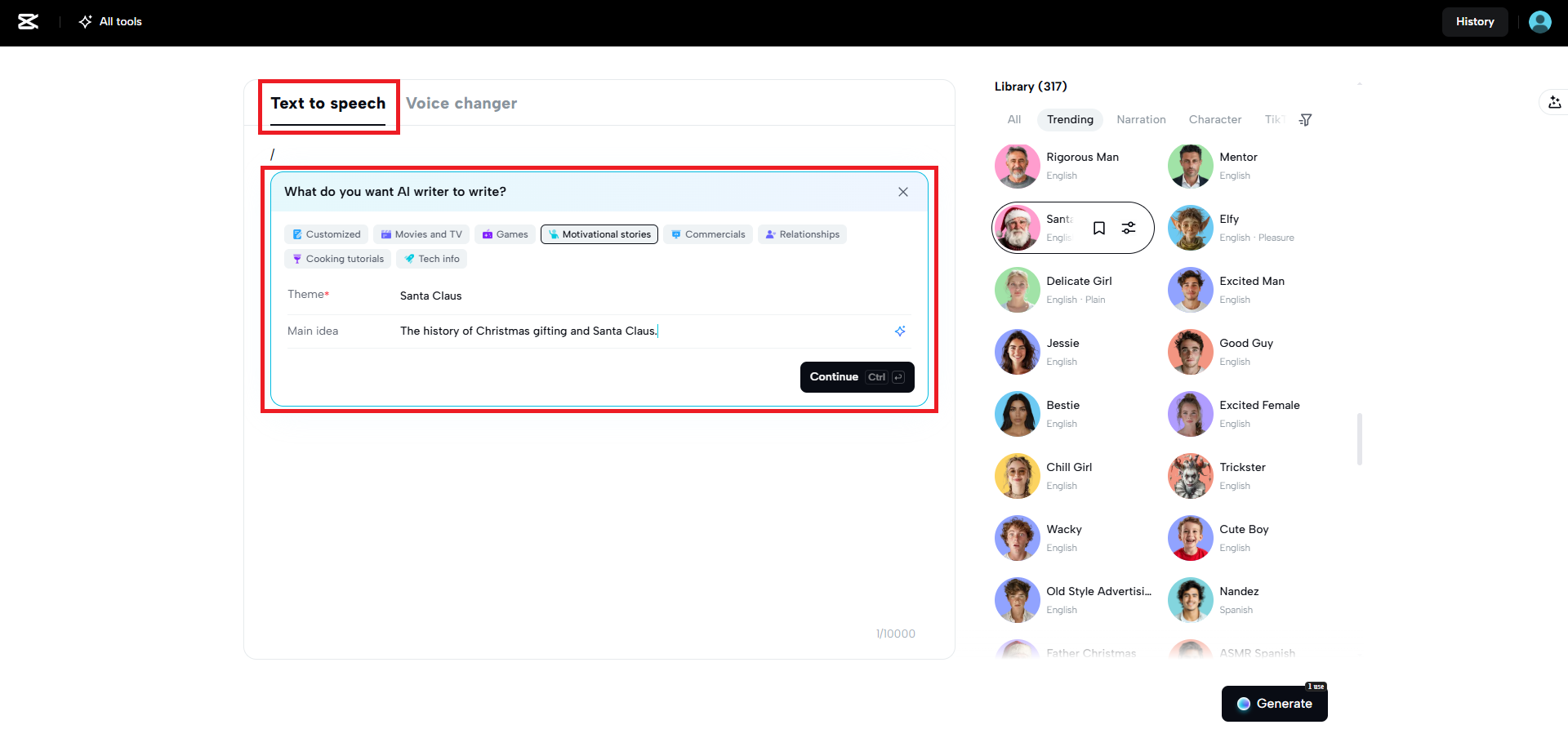 Enter or generate your script