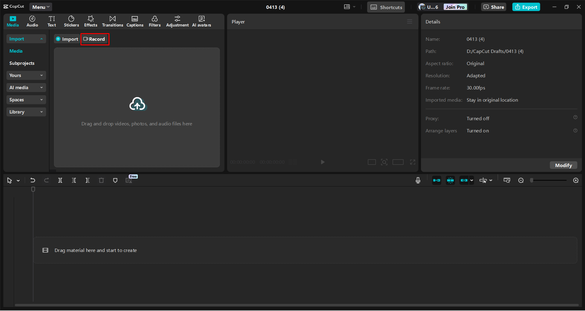 Verwendung des Bildschirmrekorders im CapCut Desktop-Video-Editor