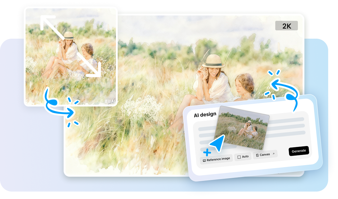 כלי עיצוב בינה מלאכותית ב-Pippit ליצירת ציור בצבעי מים.