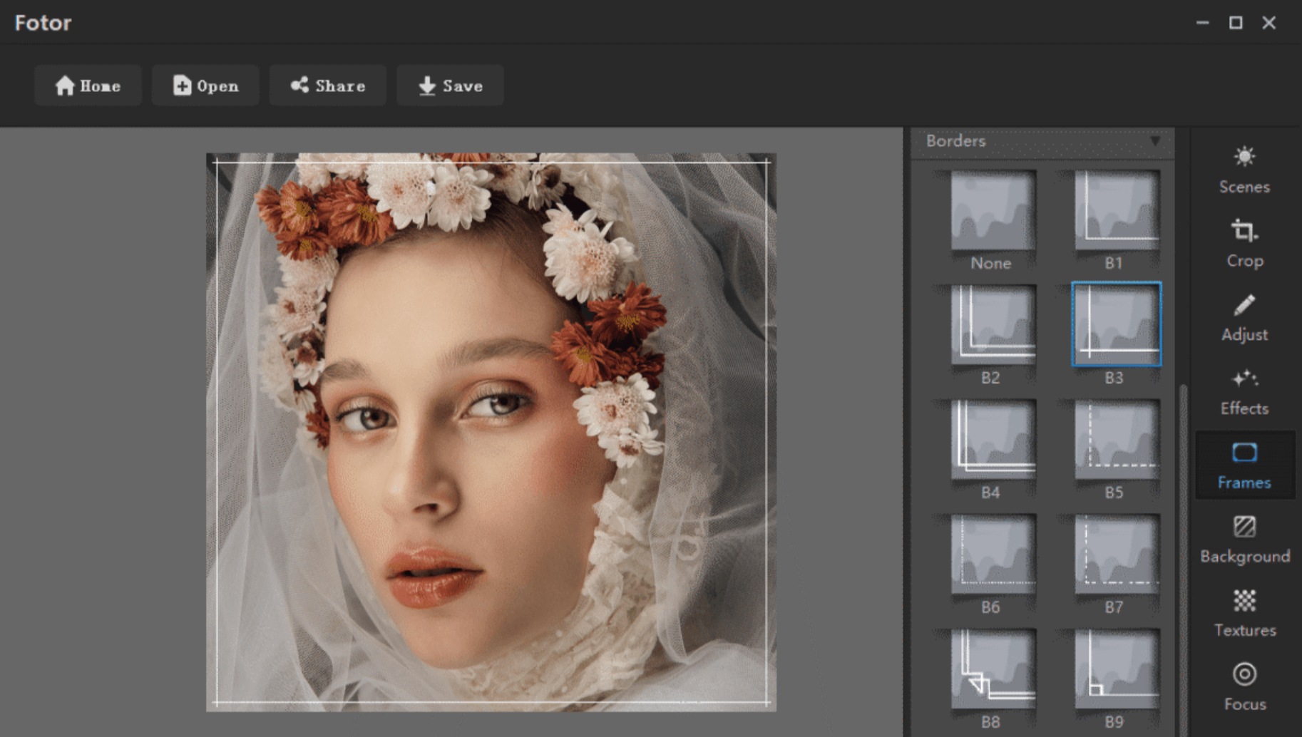 Interface of Fotor - an efficient beauty photo editor
