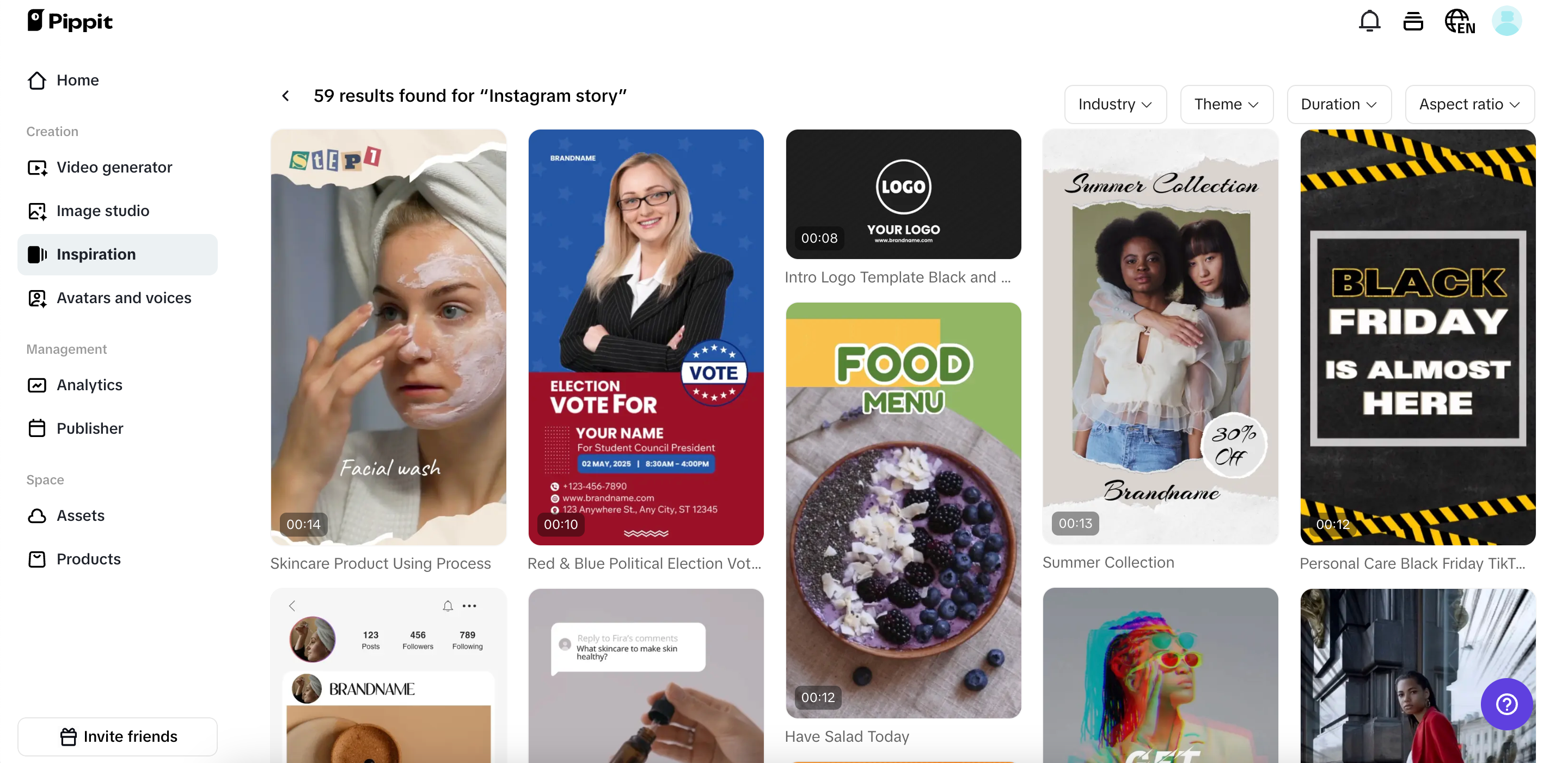 Templates for Instagram story creation