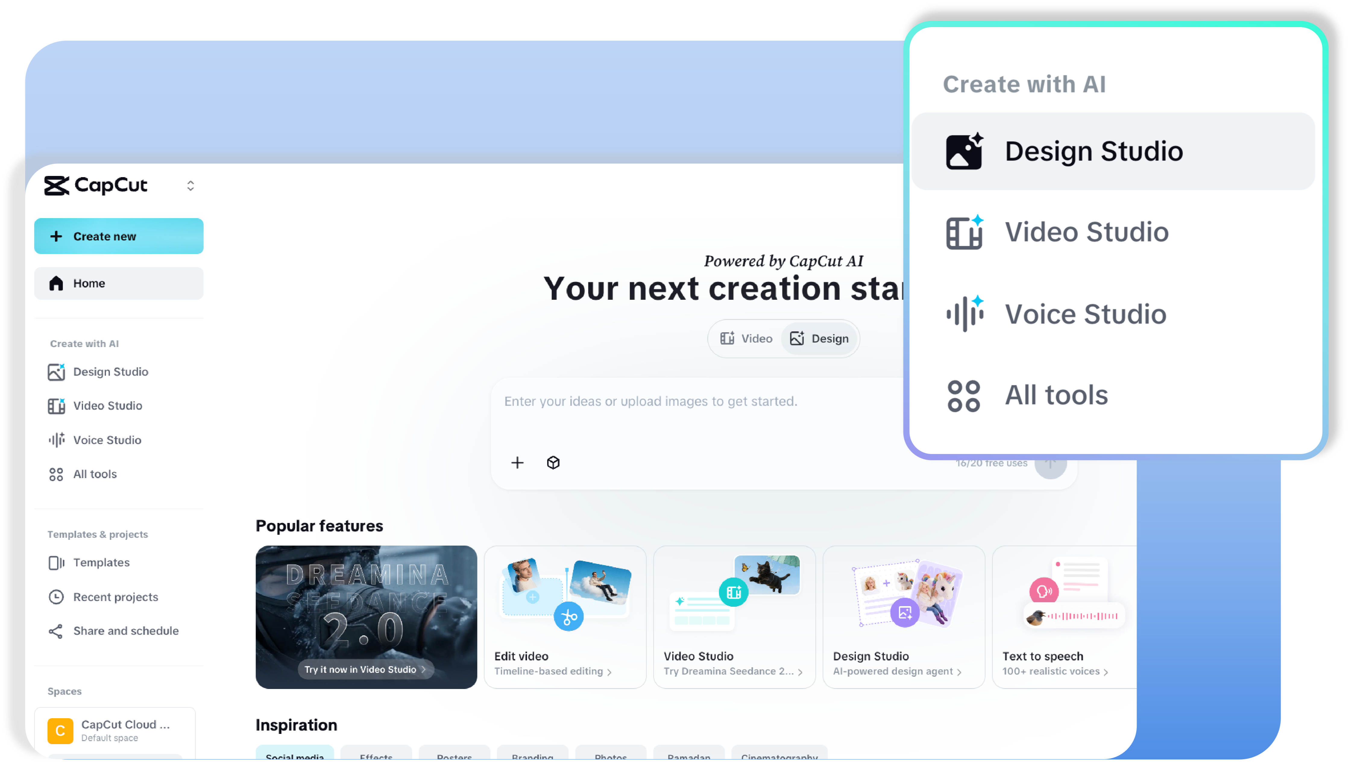 Accede a la herramienta de diseño de IA