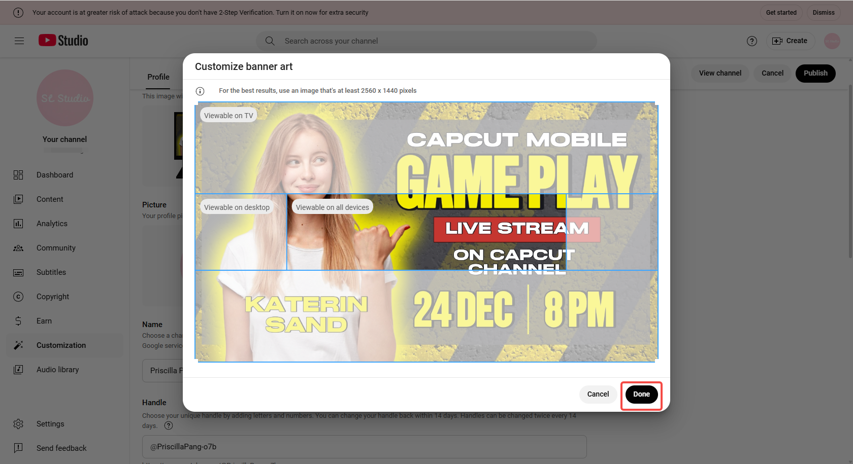Publish the new gaming banner