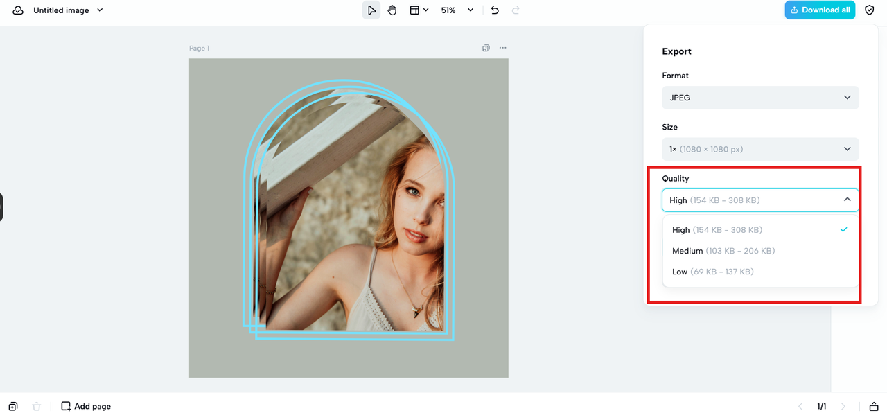 Export in high-quality