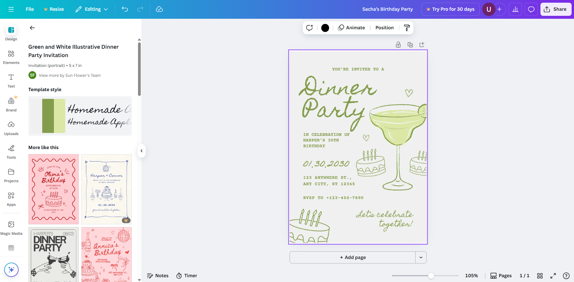 Customizable formal and casual event invitation