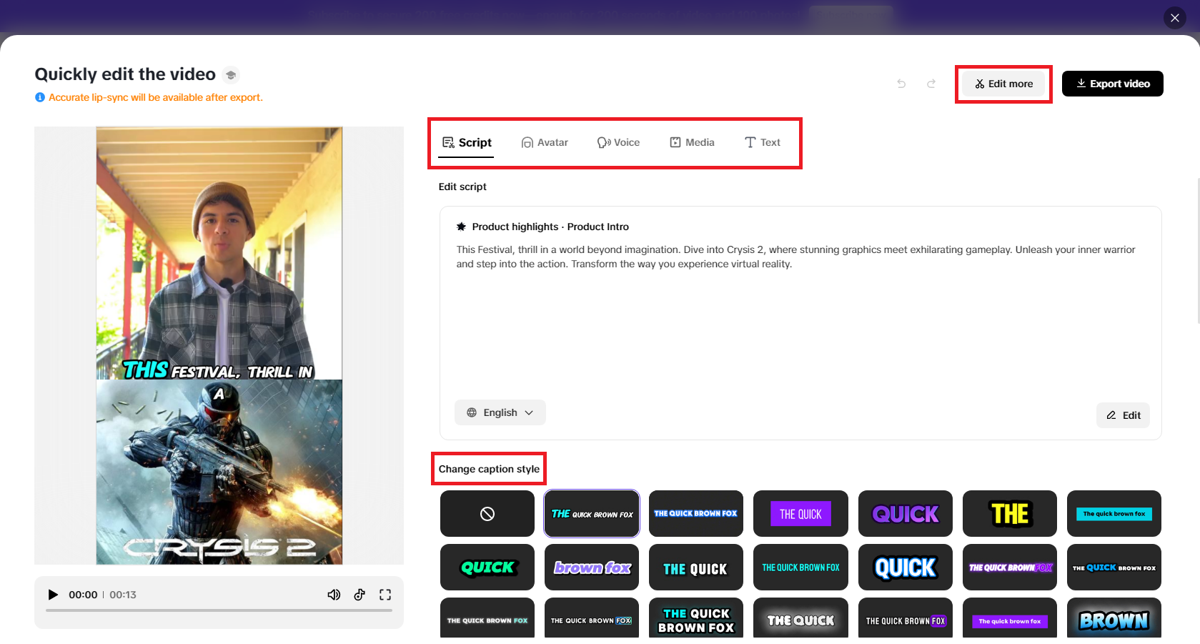 AI-based captions & subtitles