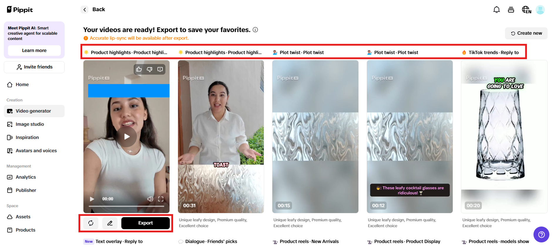 Preview videos and click Quick edit