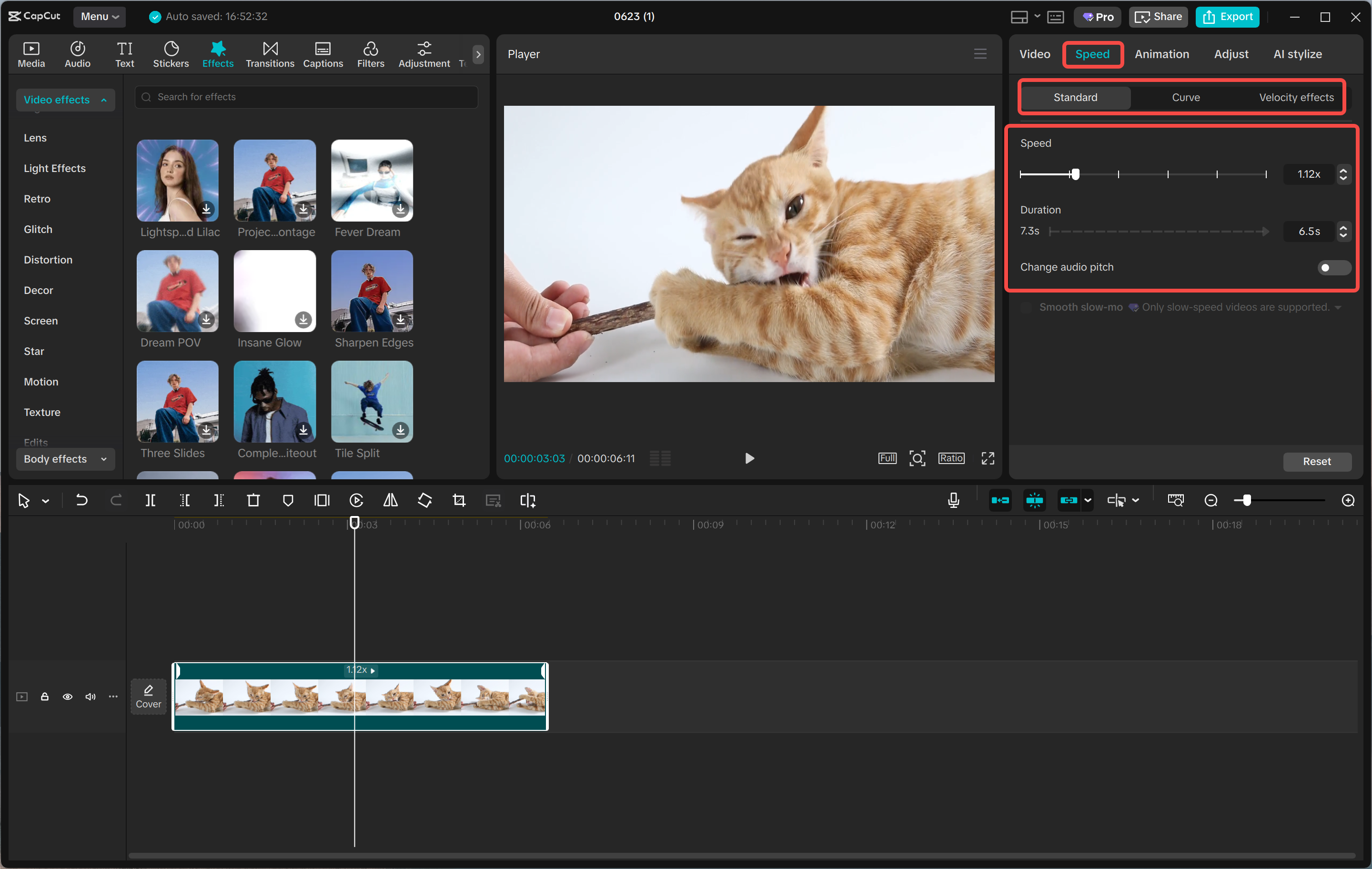Adjust the GIF file speed by using the CapCut tools