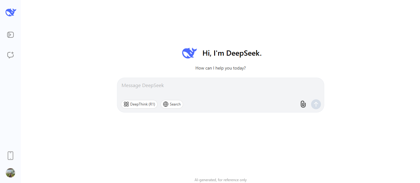 DeepSeek's interface