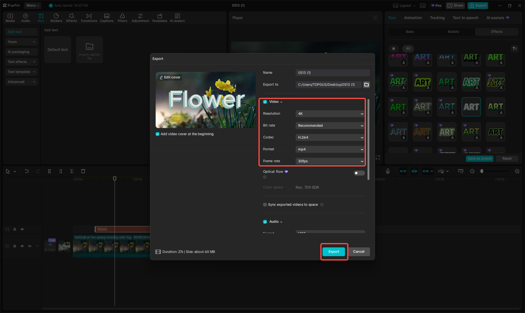 Exportar video