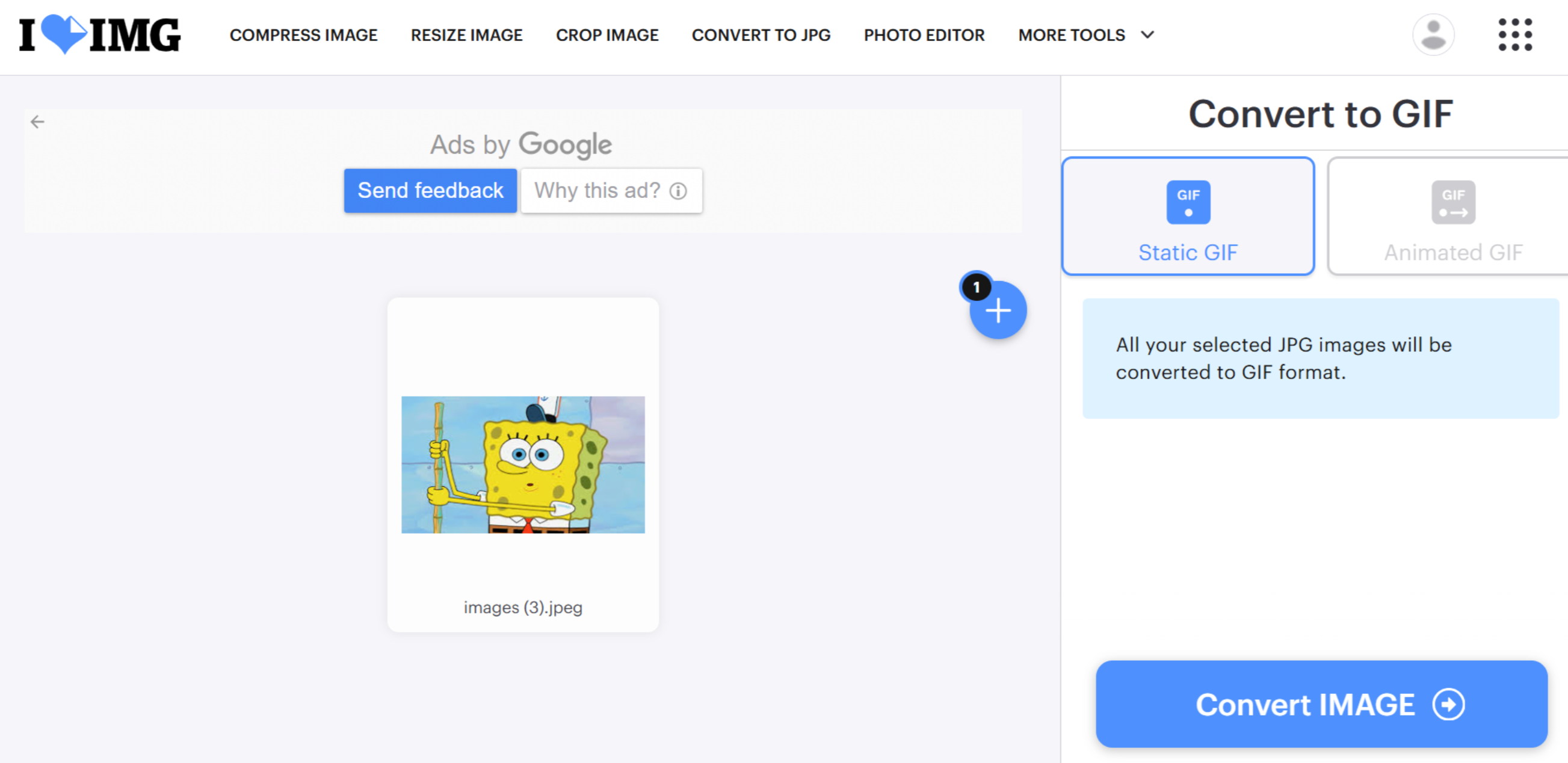 iLoveIMG - l'outil facile pour apprendre à transformer une image en GIF
