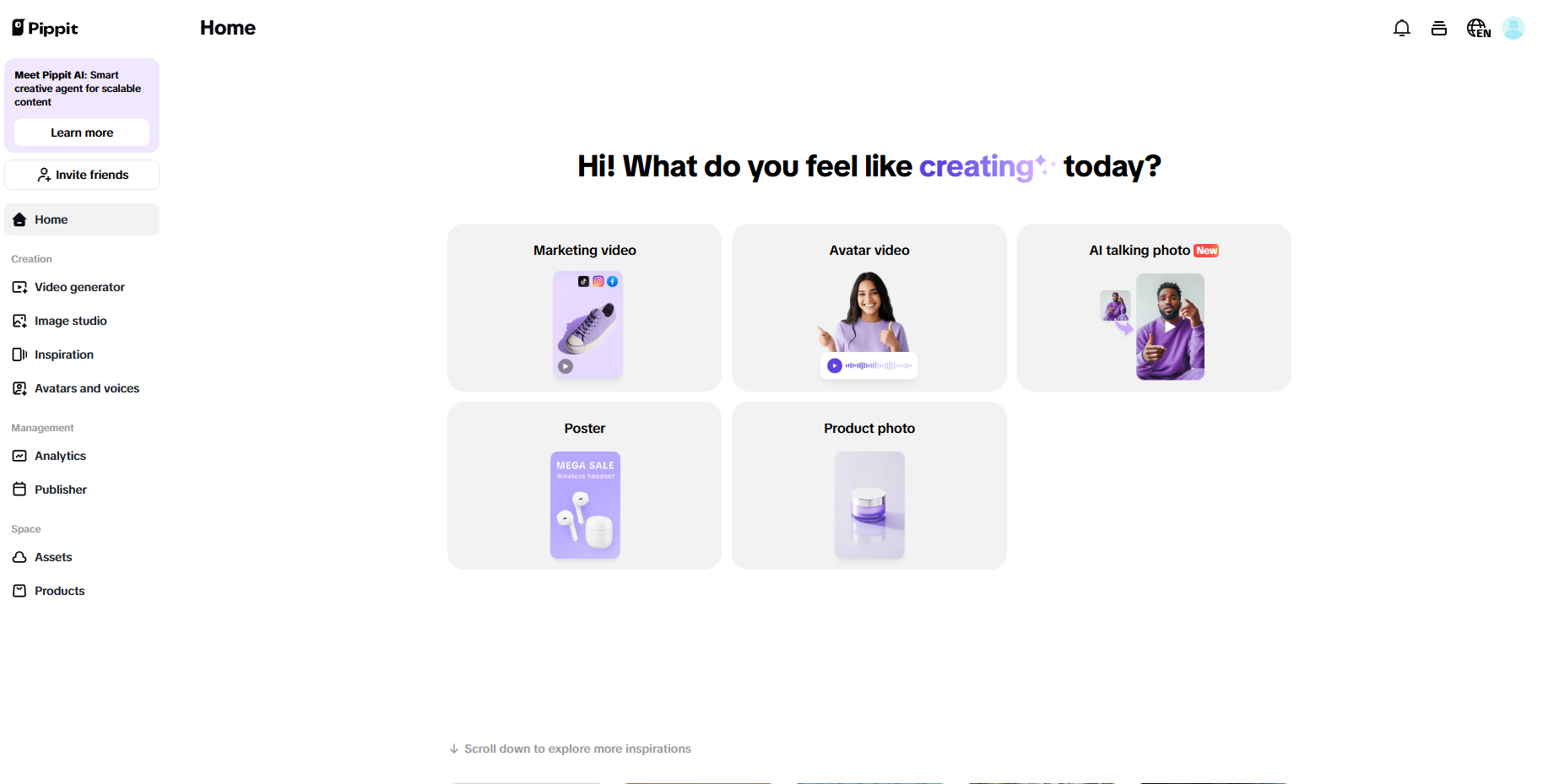 Pippit's interface
