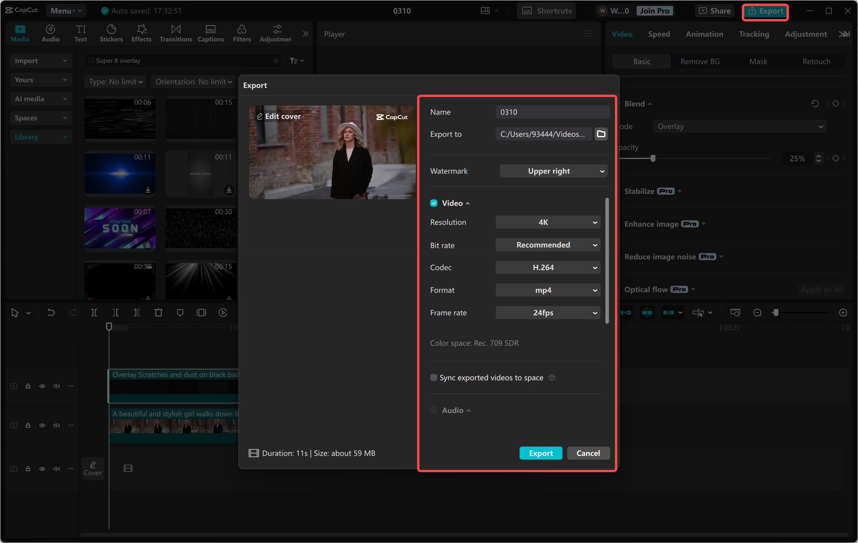 Exporting a video into the CapCut desktop video editor