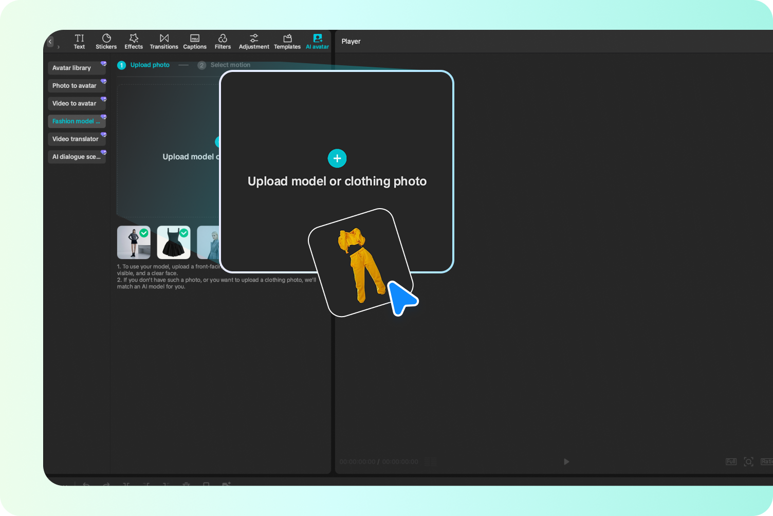 Uploading an image to generate a video 