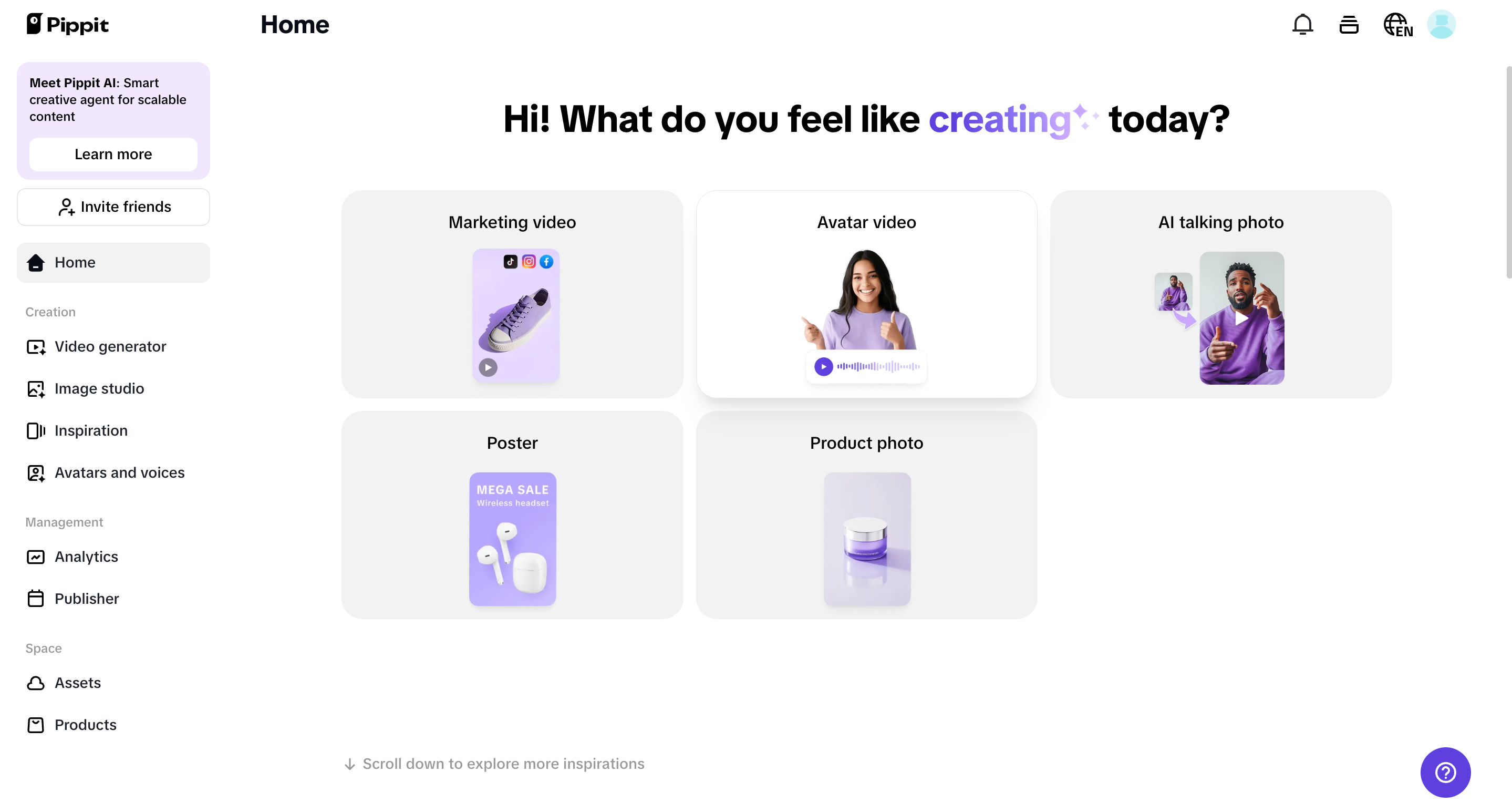 Pippit's interface
