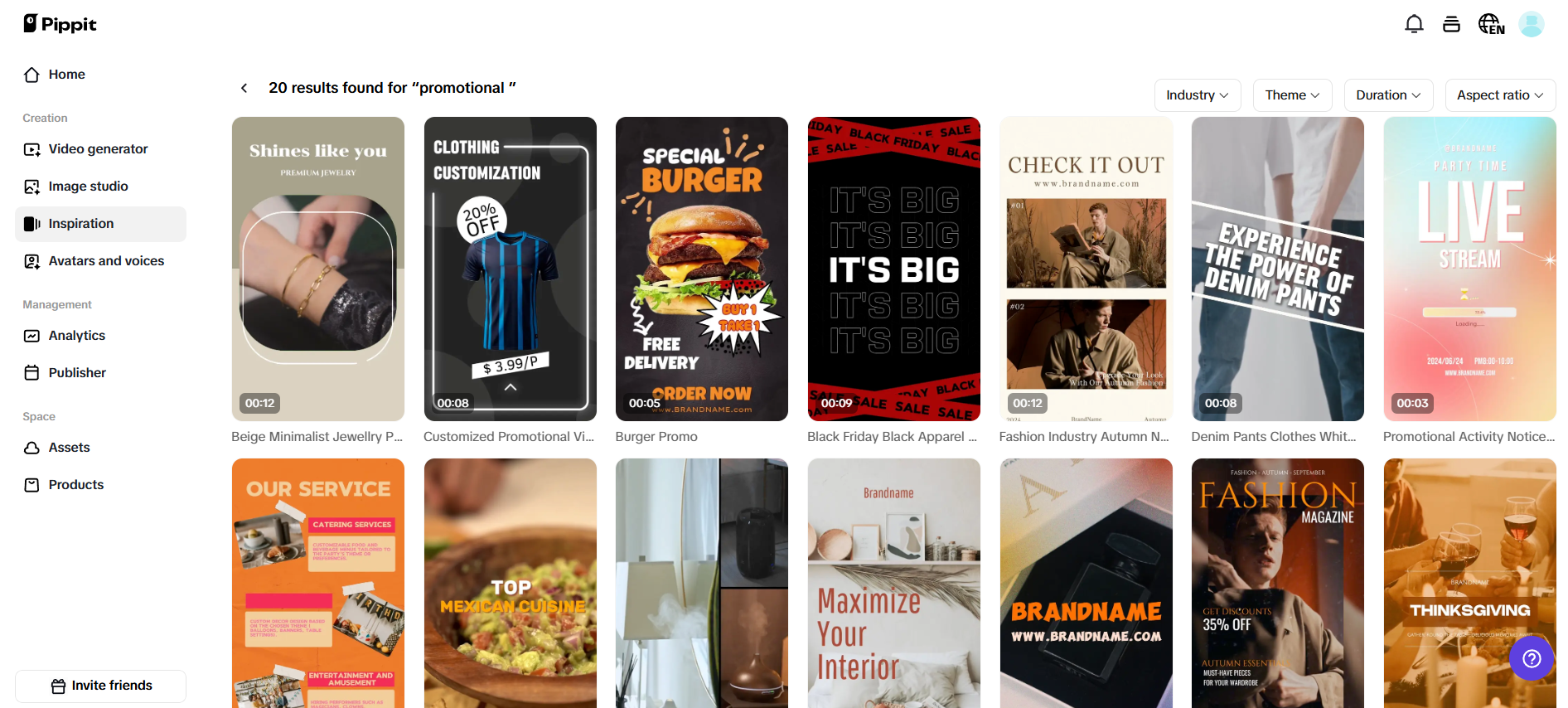 Custom promotional templates