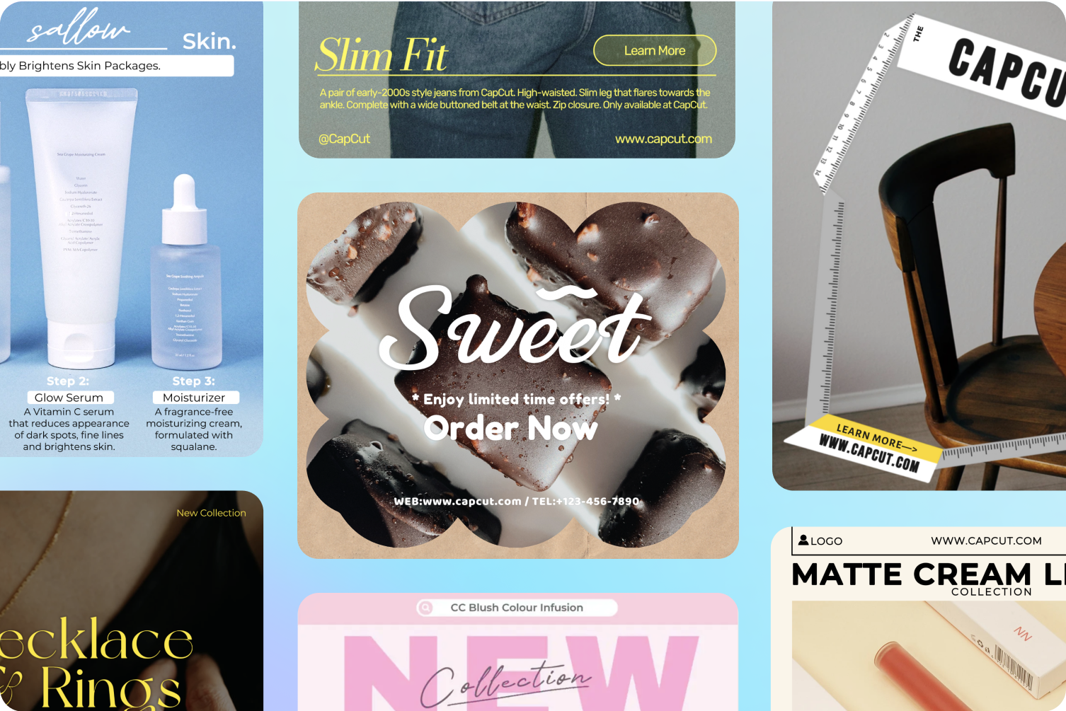 Template library for inspiration in the online photo editor