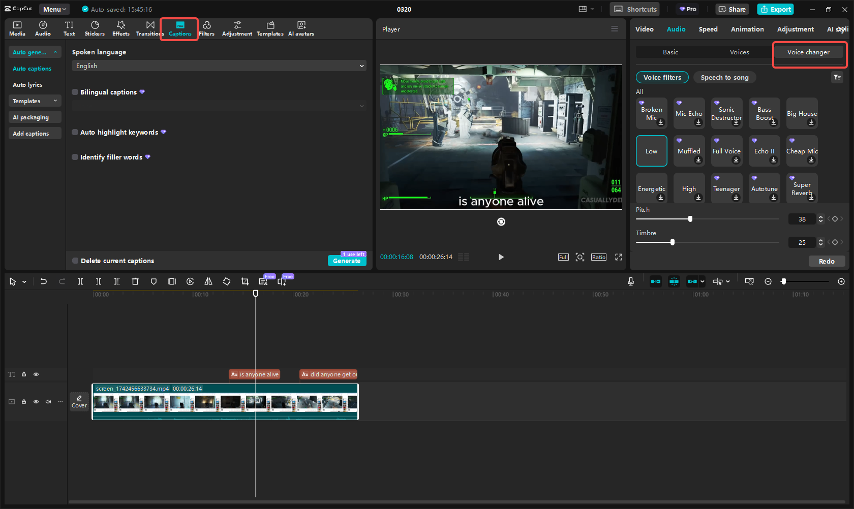 Montage de la vidéo dans CapCut