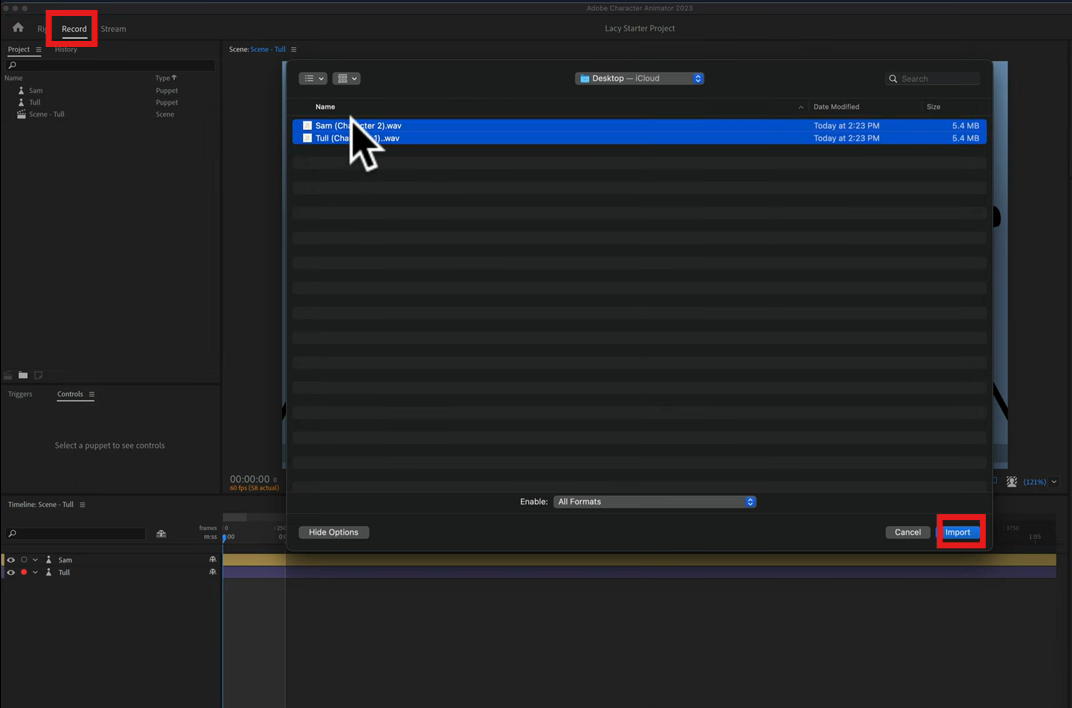 Import audio