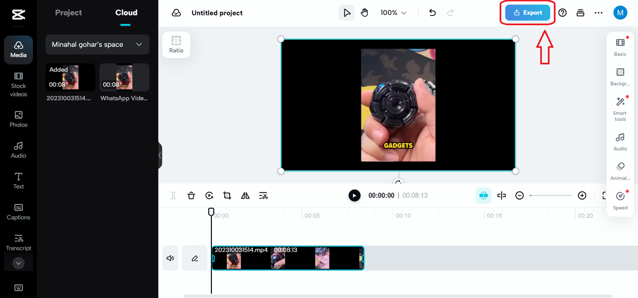 Convert MP4 to GIF and export