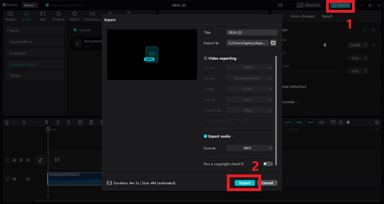 Exporting MP3