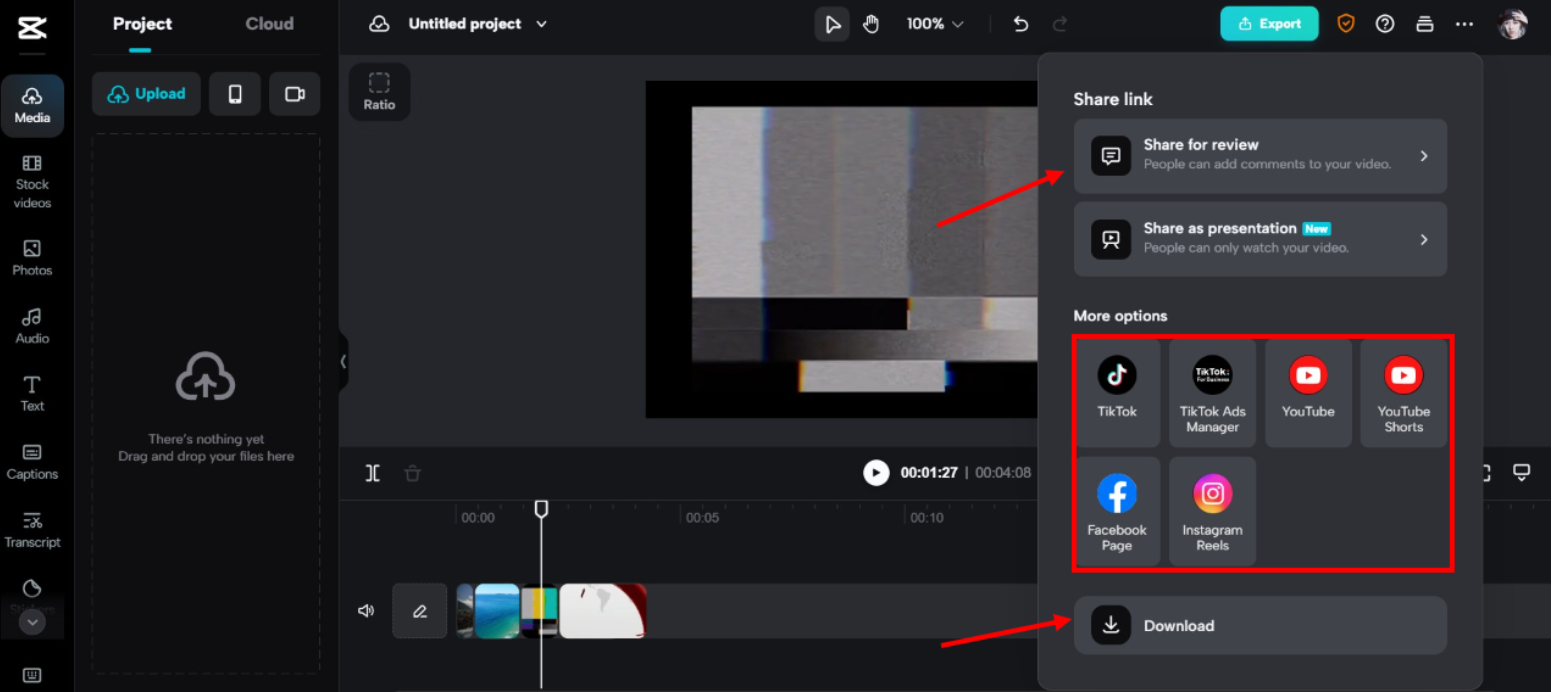 Export and share