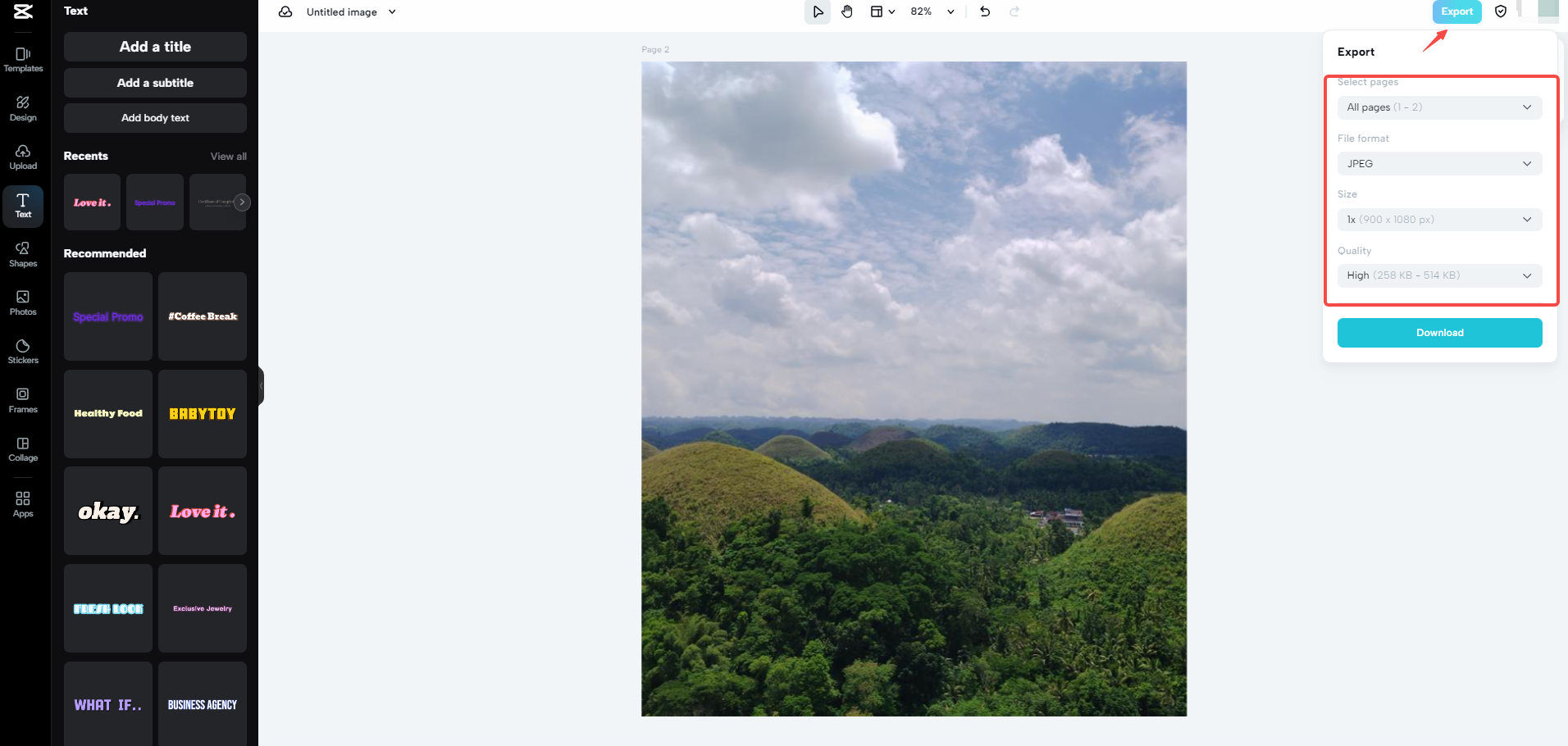 export your image