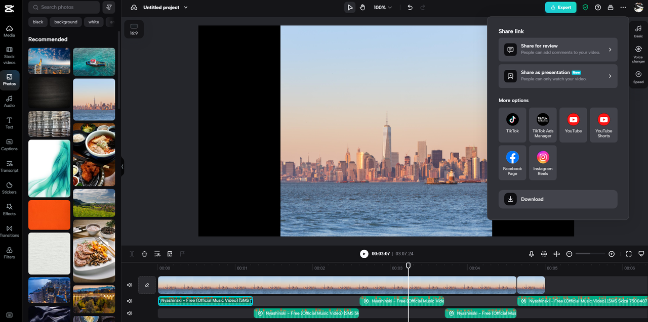 Export the cut portion