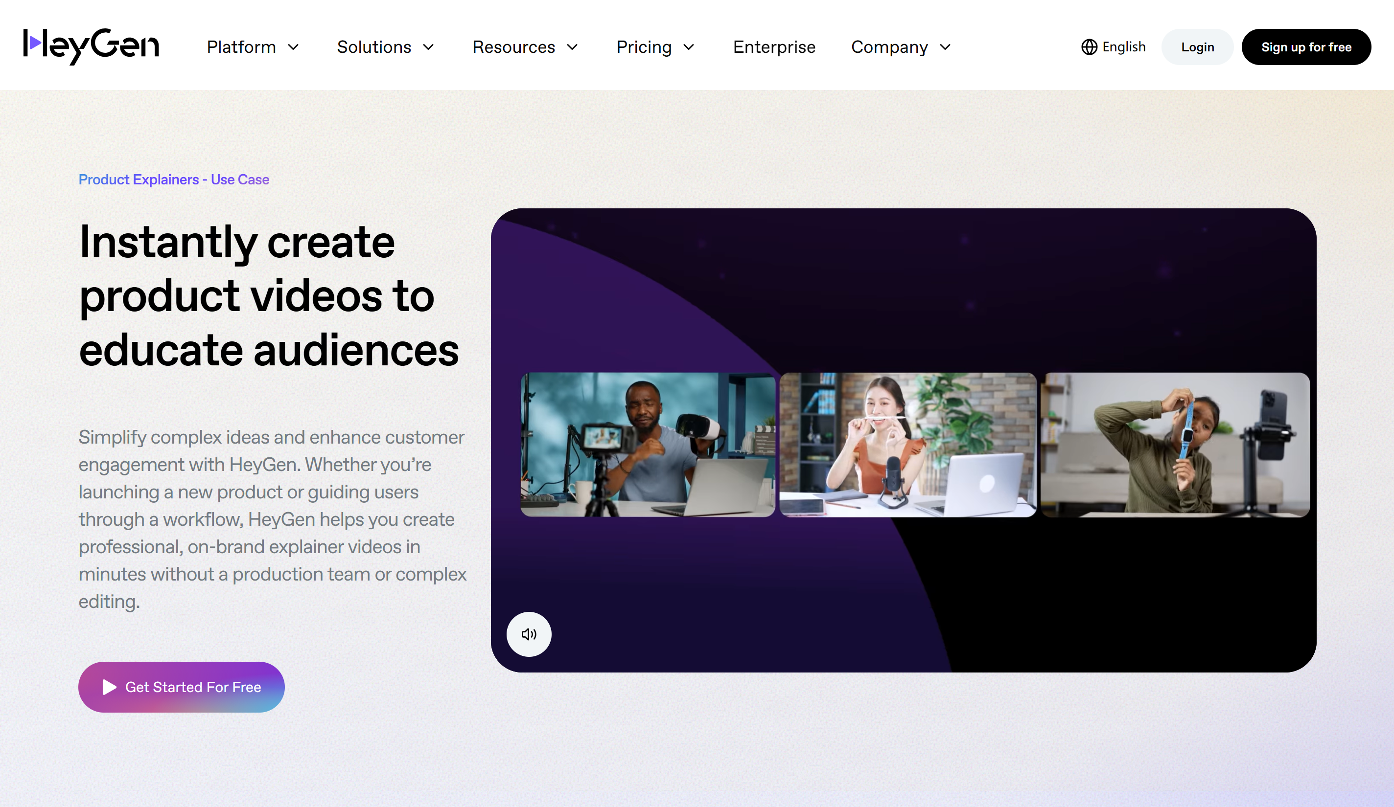 Interface do HeyGen - um editor de vídeo e-commerce amigável ao usuário