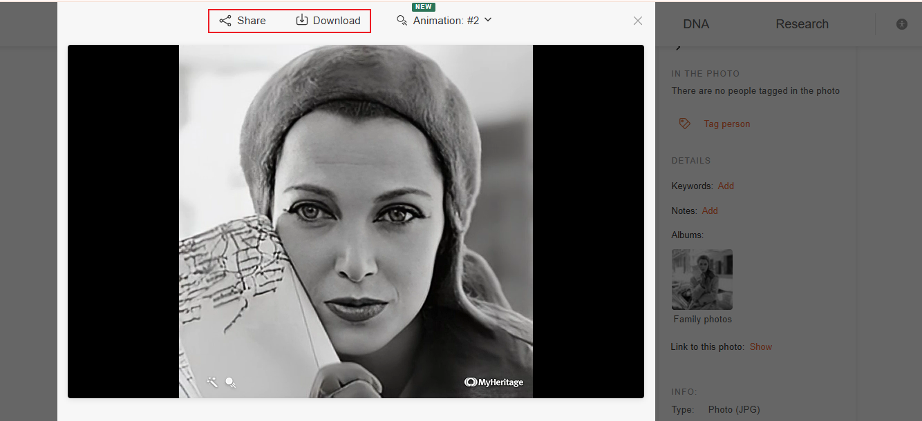 animación de fotos gratuita de MyHeritage
