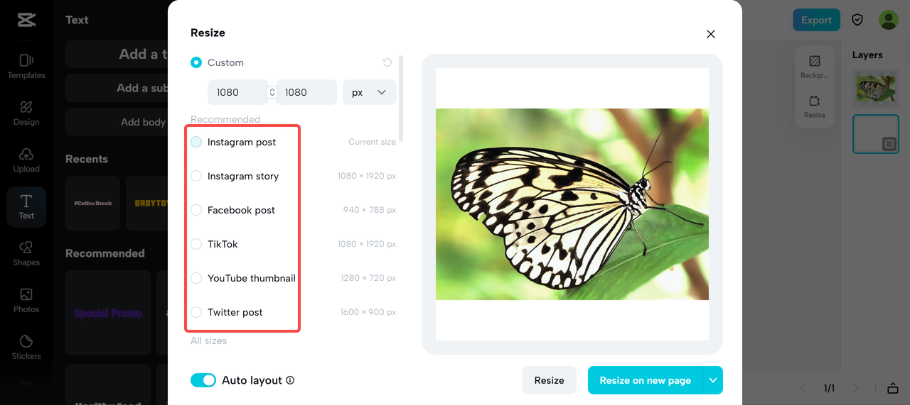 resize images